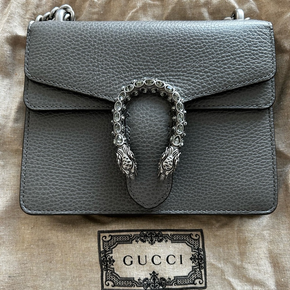 Authentic Small Gucci Dionysus grey Bag